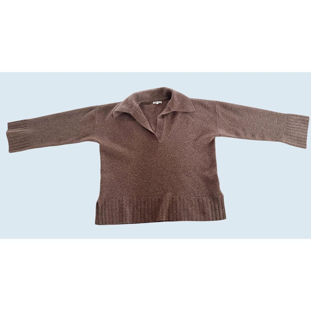 REFORMATION Otto Regenerative Wool Brown Polo Pullover Sweater Sz XS - Picture 3 of 8